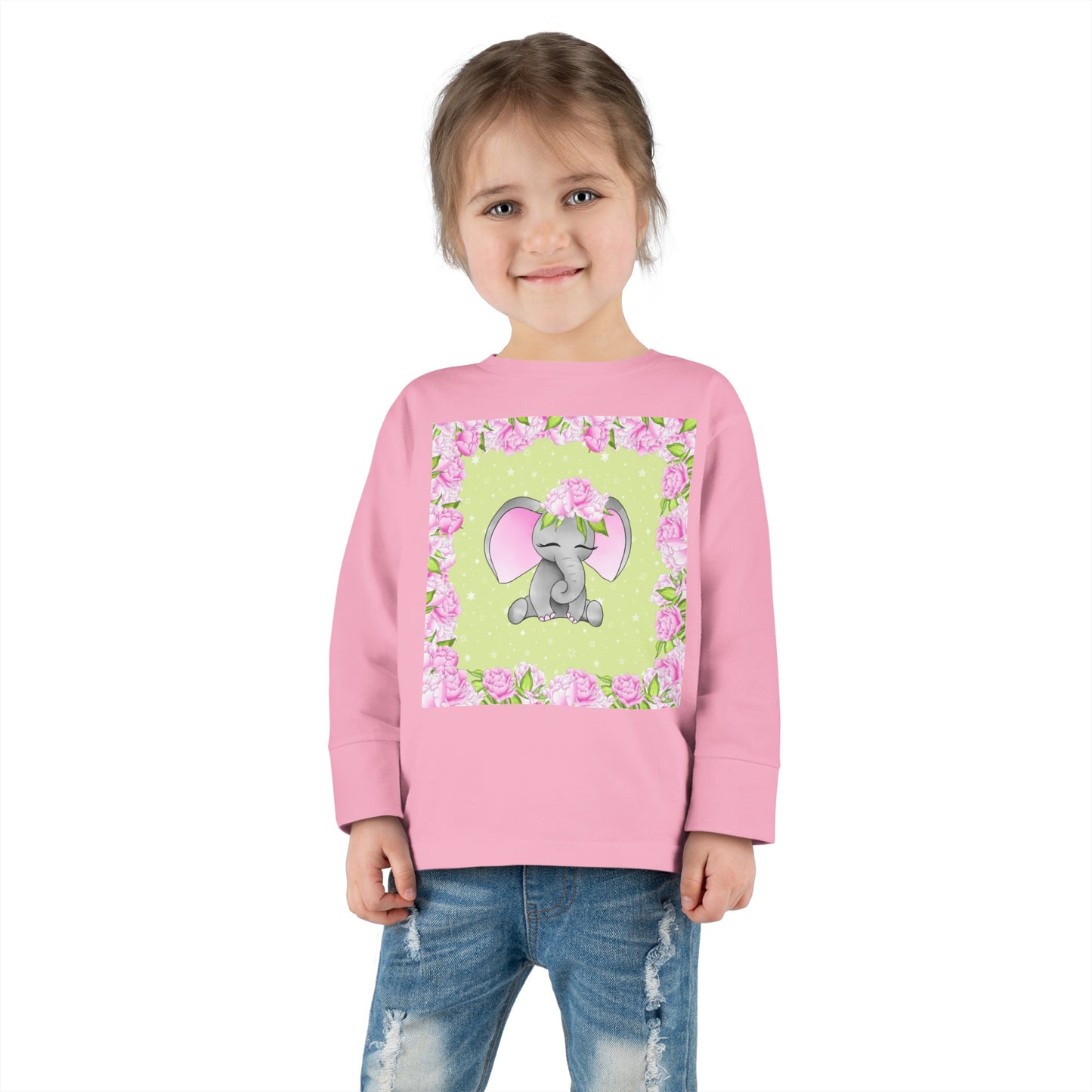 Pink Elephant - Toddler Long Sleeve Tee