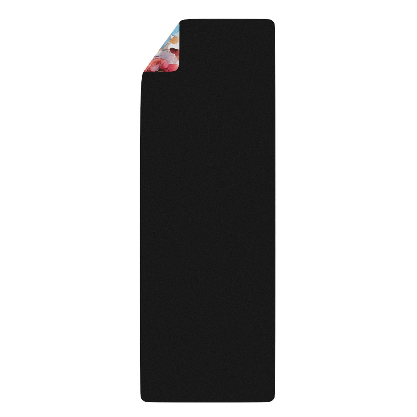 Beautiful Red and Blue Flowers Watercolor 11 - Rubber Yoga Mat