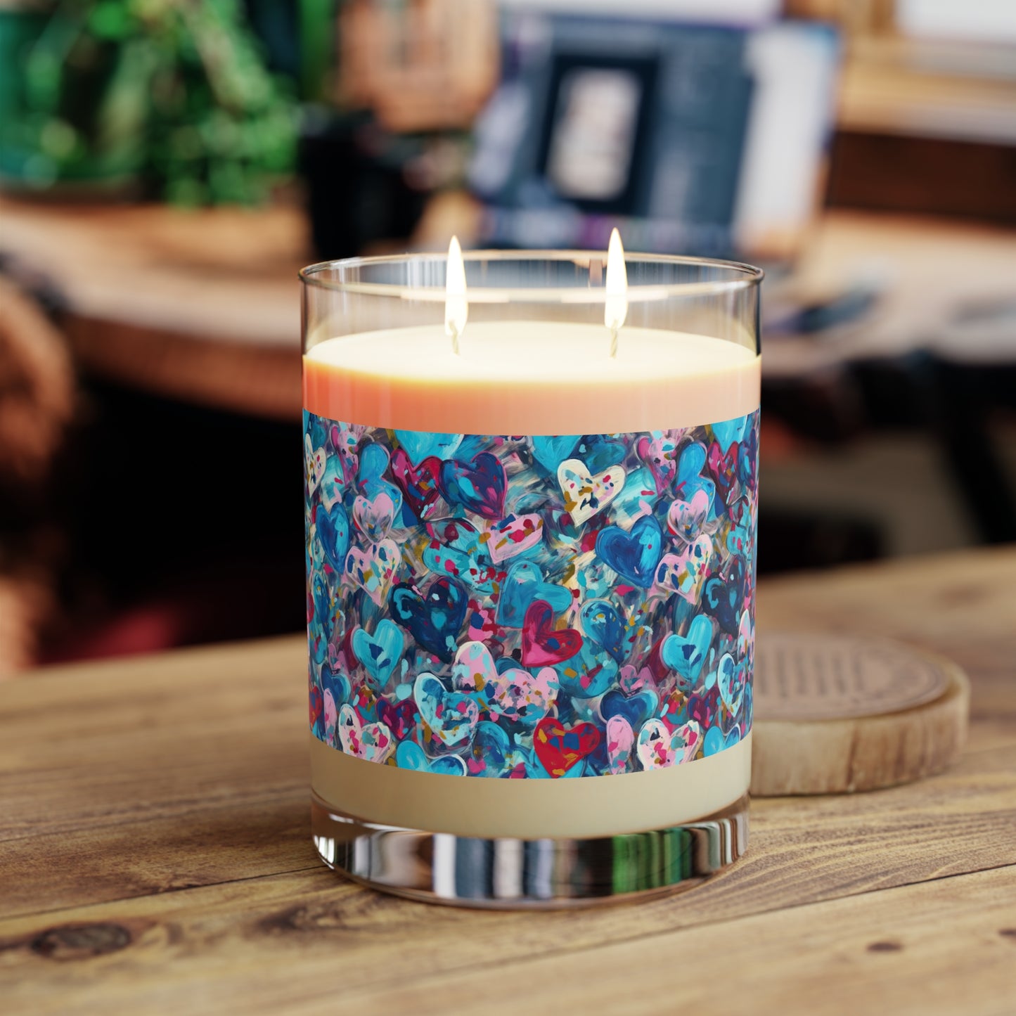 Blue and Purple Painted Hearts - Scented Candle - 11oz