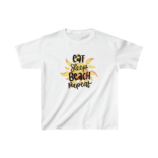 Eat, Sleep, Beach, Repeat - Watercolor Sun - Kids Heavy Cotton Tee