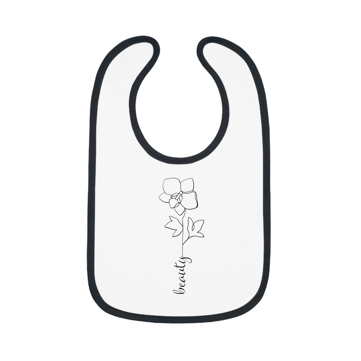 Beauty Flower - Baby Contrast Trim Jersey Bib
