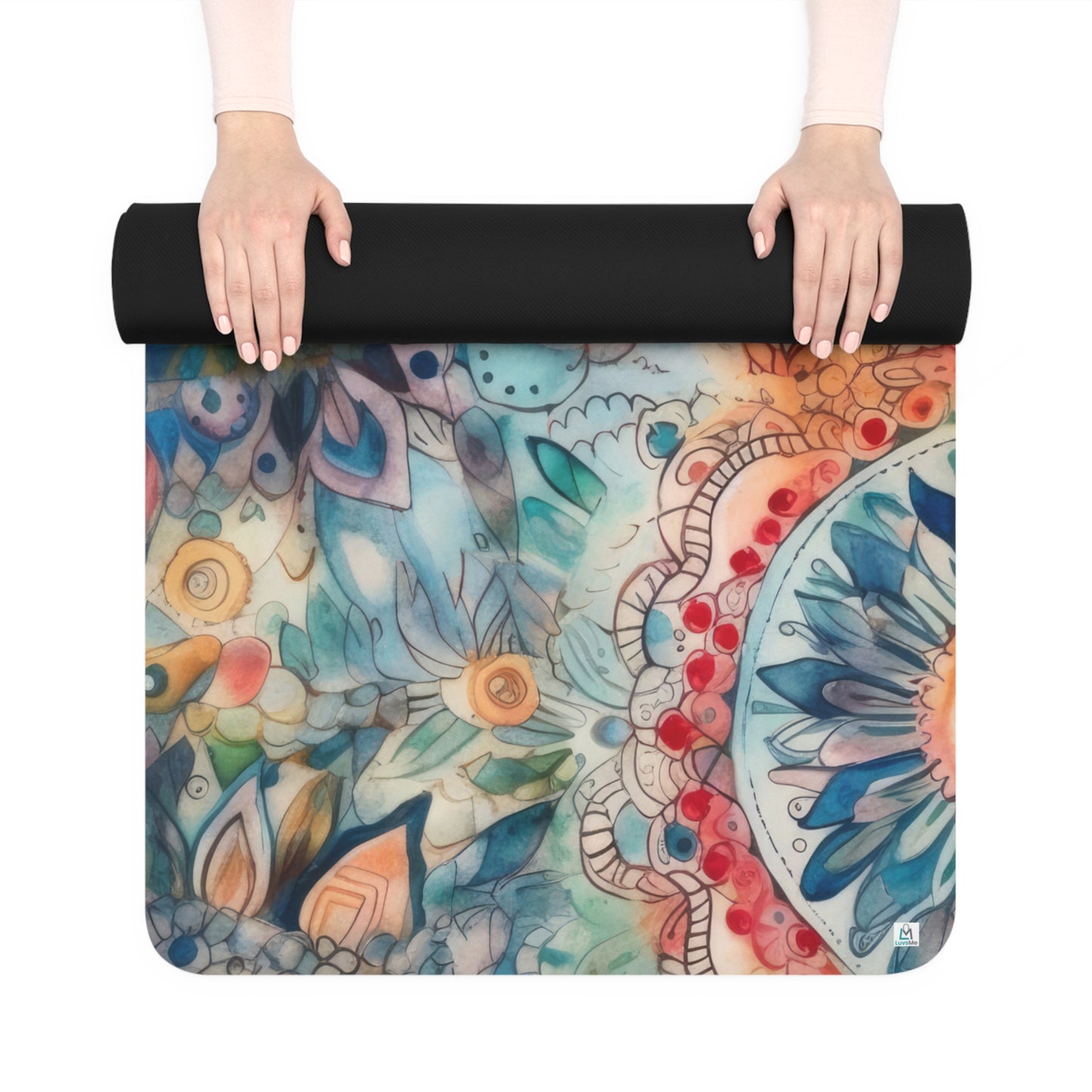 Watercolor Multicolor Mandalas 1.10 - Rubber Yoga Mat