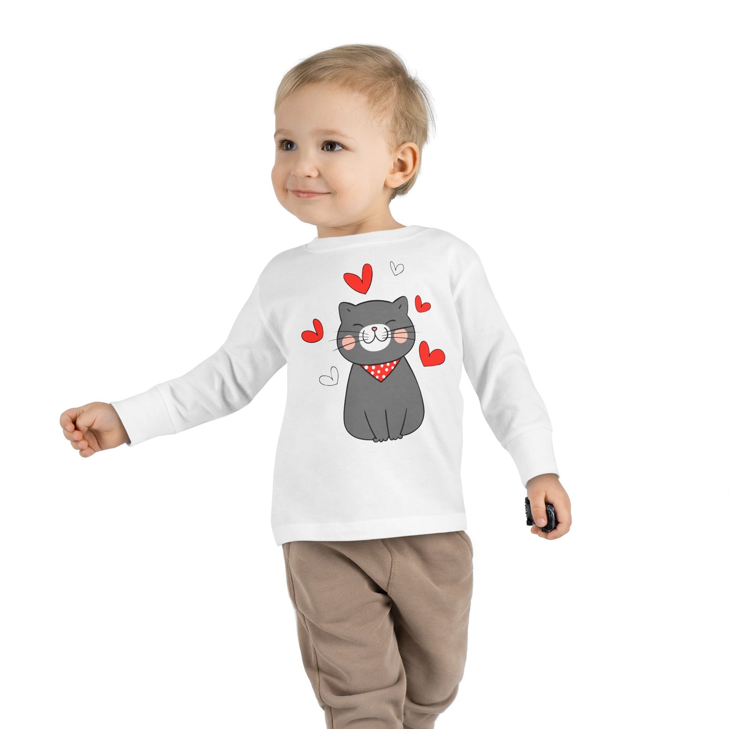Cute Cat - Hearts 4 - Toddler Long Sleeve Tee