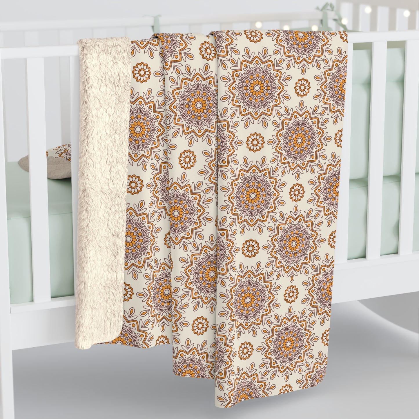 Beautiful, Cozy, Soft - Amazing - Yellow Boho Mandala 15 - Happiness is homemade - Inspirational Quote - Sherpa Fleece Blanket