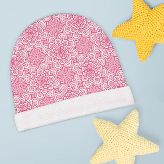Pink Flowers - Super Cute - Baby Beanie