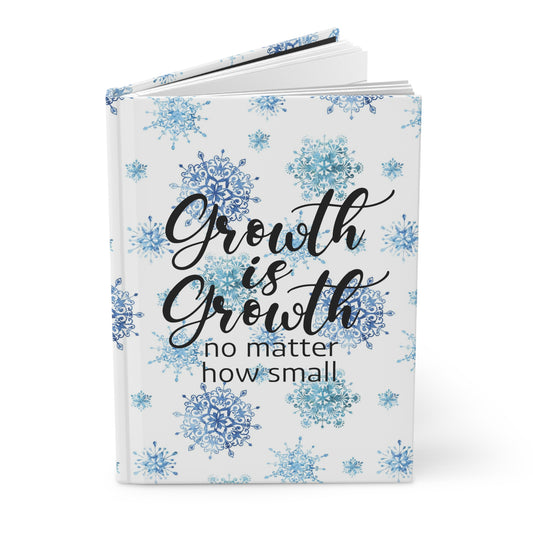 Growth is Growth, no matter how small - Inspirational Quote - Beautiful Everyday Journaling  - Blue Winter Paper 6 - Hardcover Journal Matte