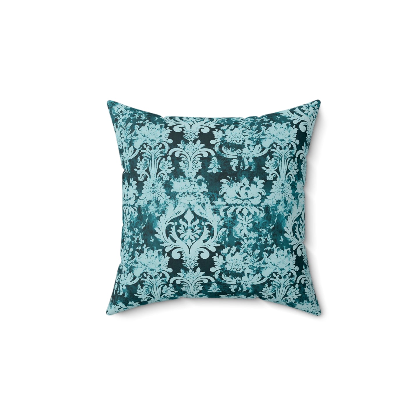 Vintage Teal Damask 73 - Beautiful, Shabby Chic, Boho, Fun - - Faux Suede Square Pillow
