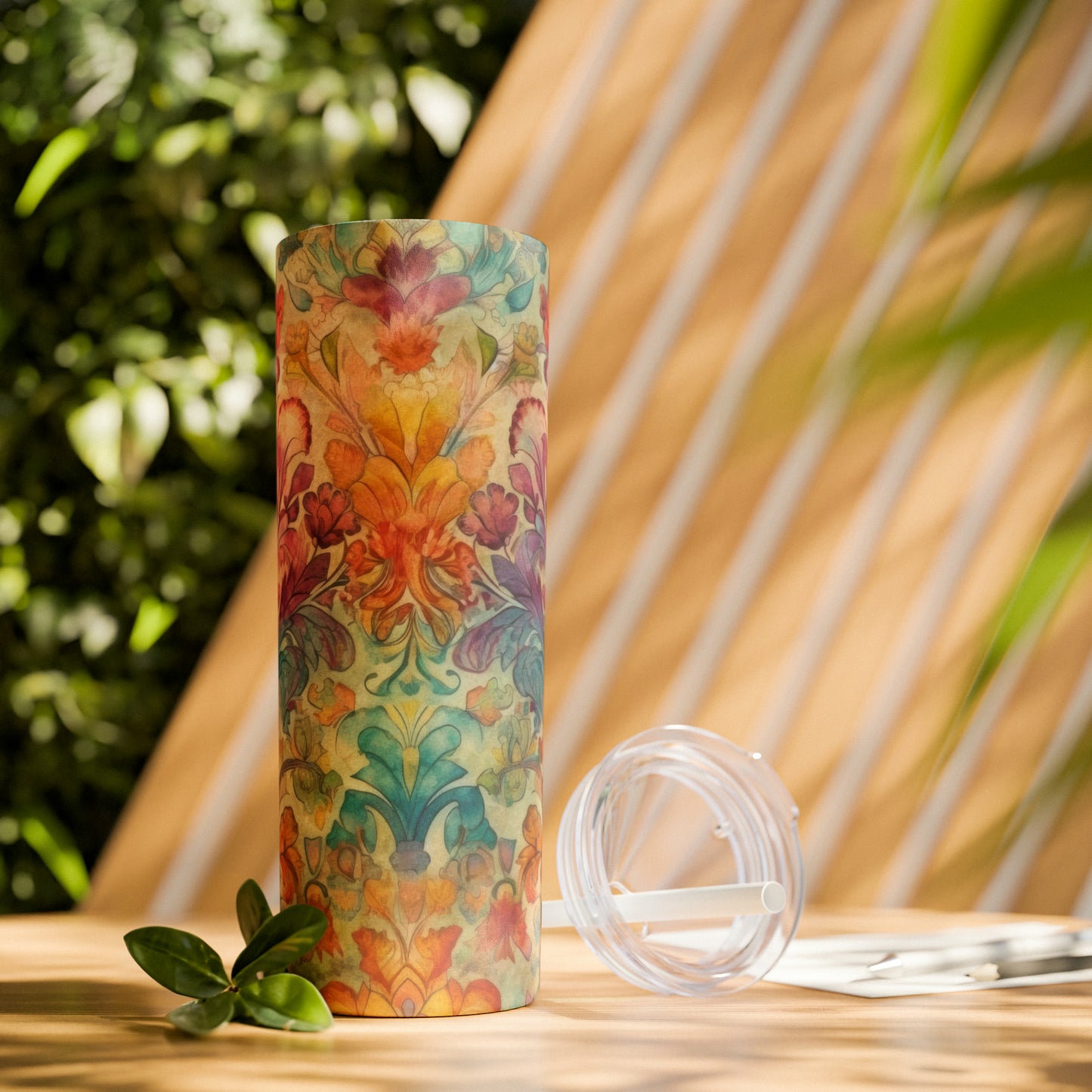 Tapestry Designs 1.1 - Multicolor - Skinny Tumbler with Straw, 20oz - Stainless Steel