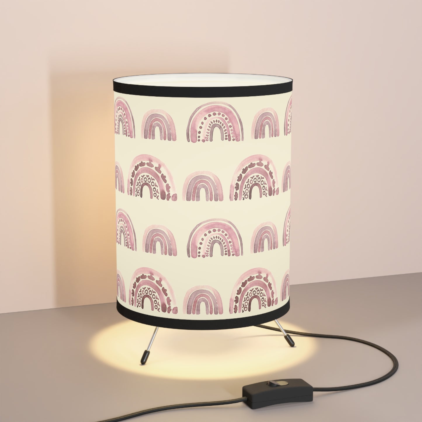 Pink Boho Rainbow Pattern 3 - Tripod Lamp with High-Res Printed Shade, US\CA plug