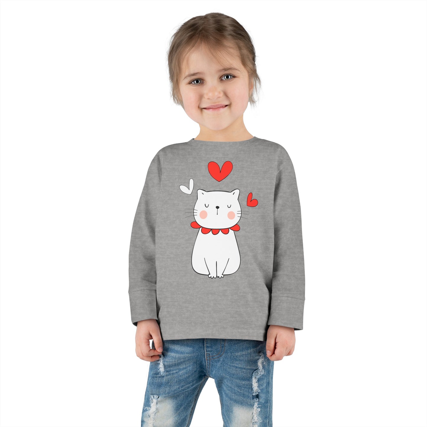 Cute Cat - Hearts 5 - Toddler Long Sleeve Tee