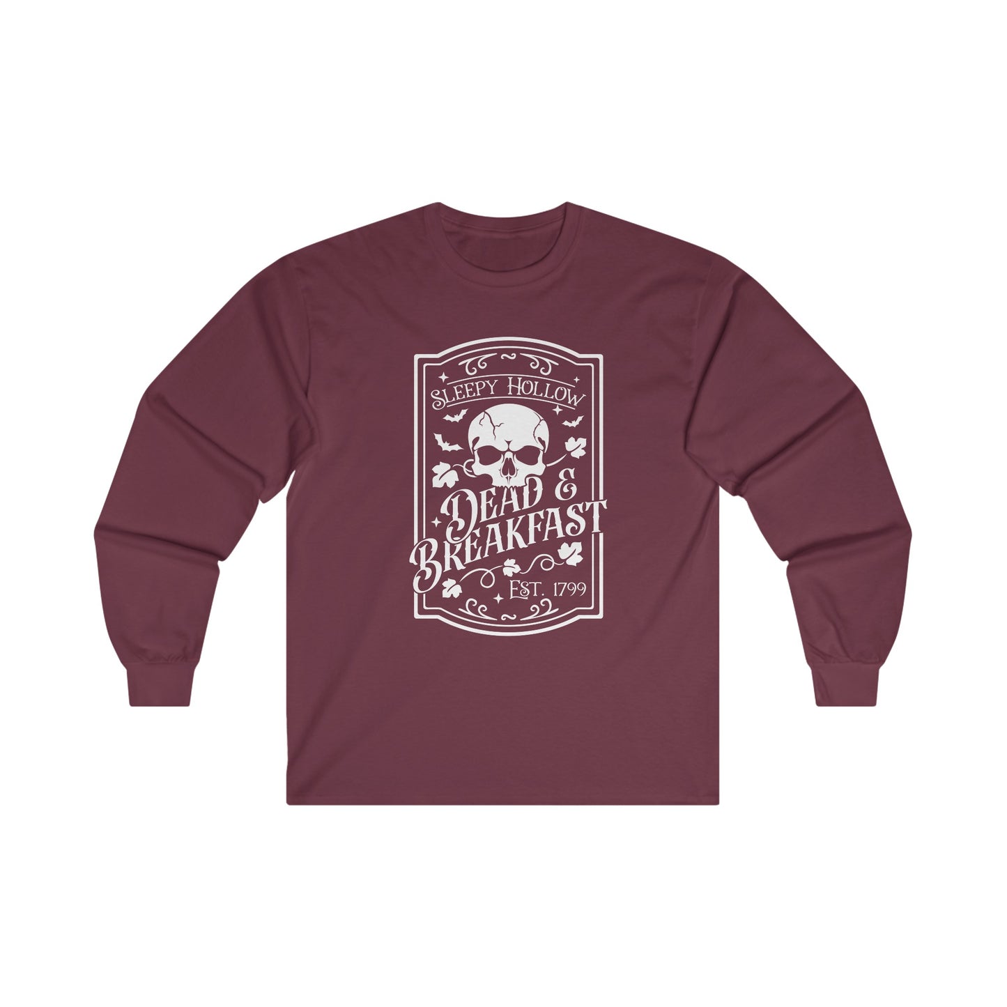 Halloween - Sleepy Hollow Dead & Breakfast Est 1799 - Skull - Trick or Treat - Vintage - Ultra Cotton Long Sleeve Tee