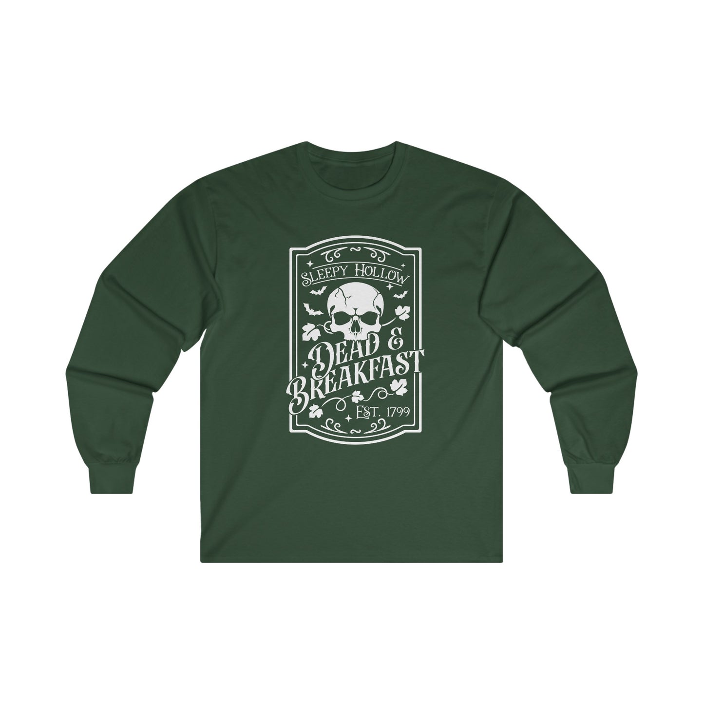 Halloween - Sleepy Hollow Dead & Breakfast Est 1799 - Skull - Trick or Treat - Vintage - Ultra Cotton Long Sleeve Tee