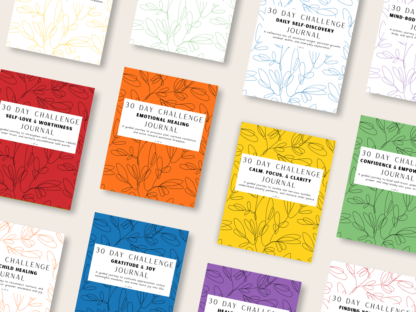 30 Day Challenge - Super Bundle - Complete Hardcover Set - 12 Journals + 12 Digital Downloads