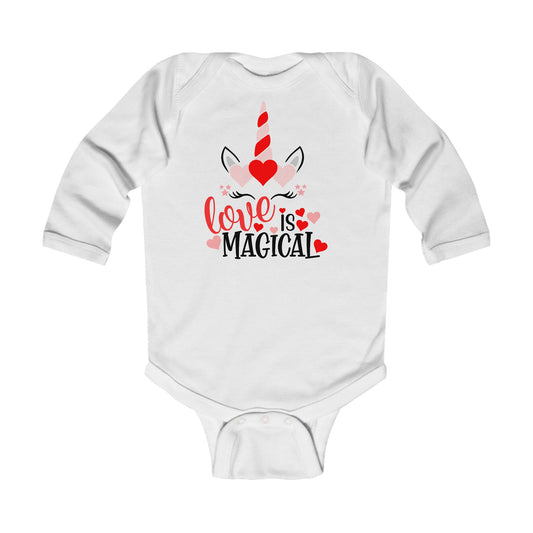 Cutest Unicorn - Love is Magical - Heart - Infant Long Sleeve Bodysuit