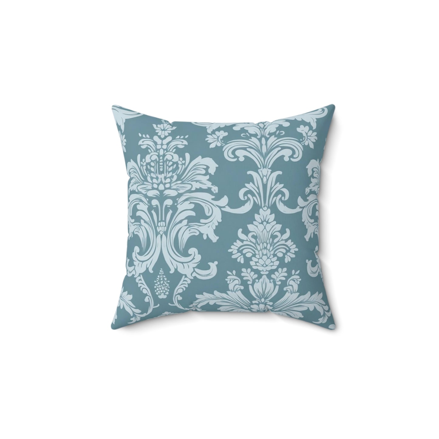 Blue Damask 7 - Beautiful, Shabby Chic, Boho, Fun - Faux Suede Square Pillow