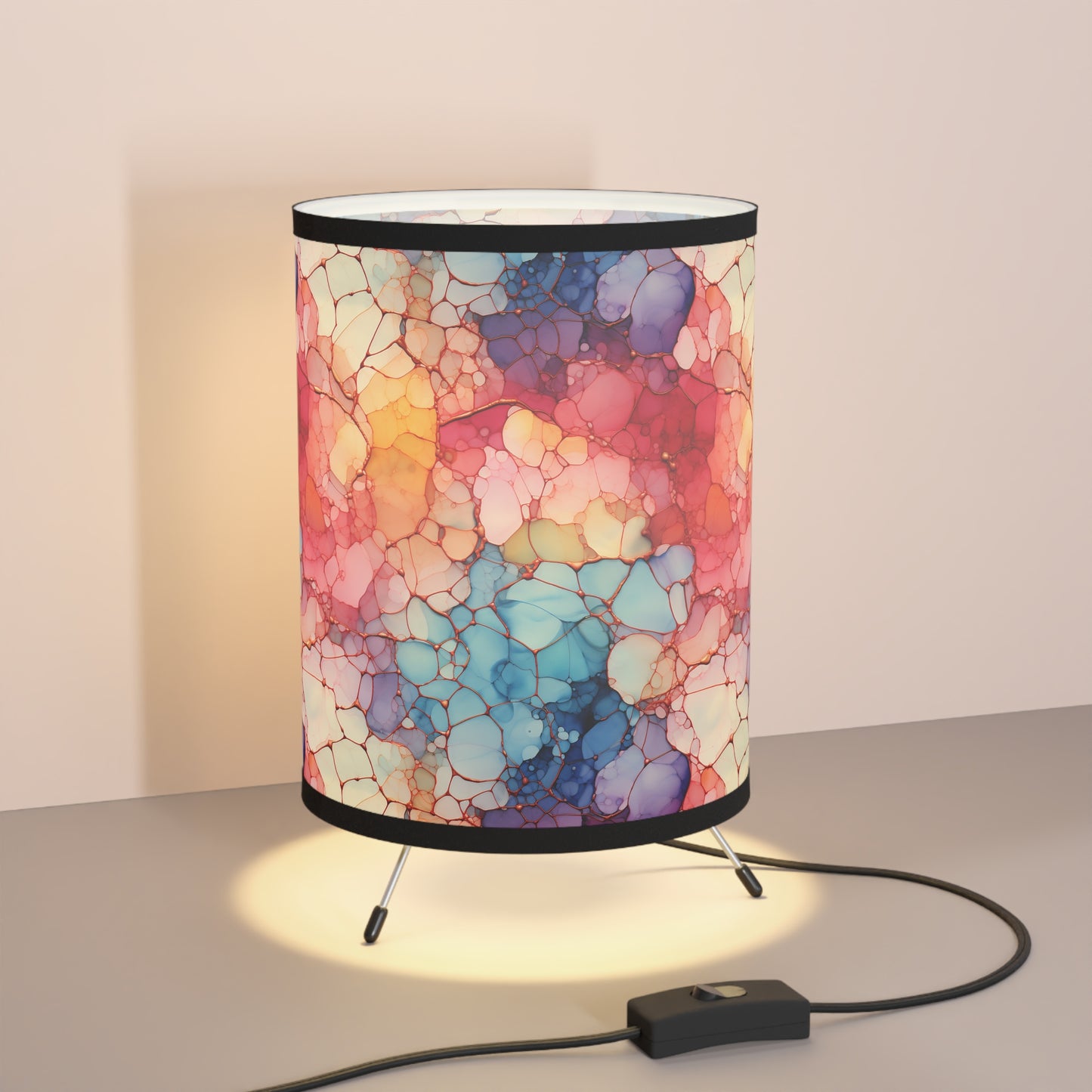 Beautiful Multi Watercolor 7 - Abstract Rainbow - Tripod Lamp with High-Res Printed Shade, US\CA plug
