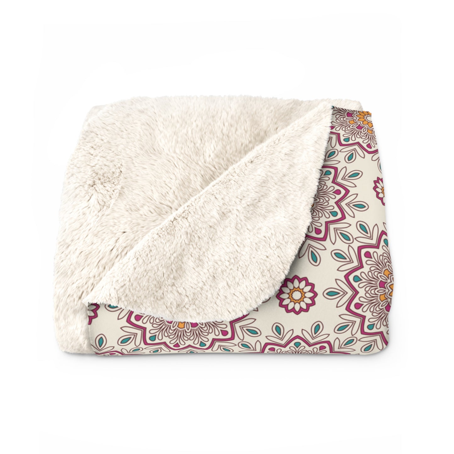 Beautiful, Cozy, Soft - Amazing - Multicolor Boho Mandala 9 - get cozy and stay awhile - Sherpa Fleece Blanket