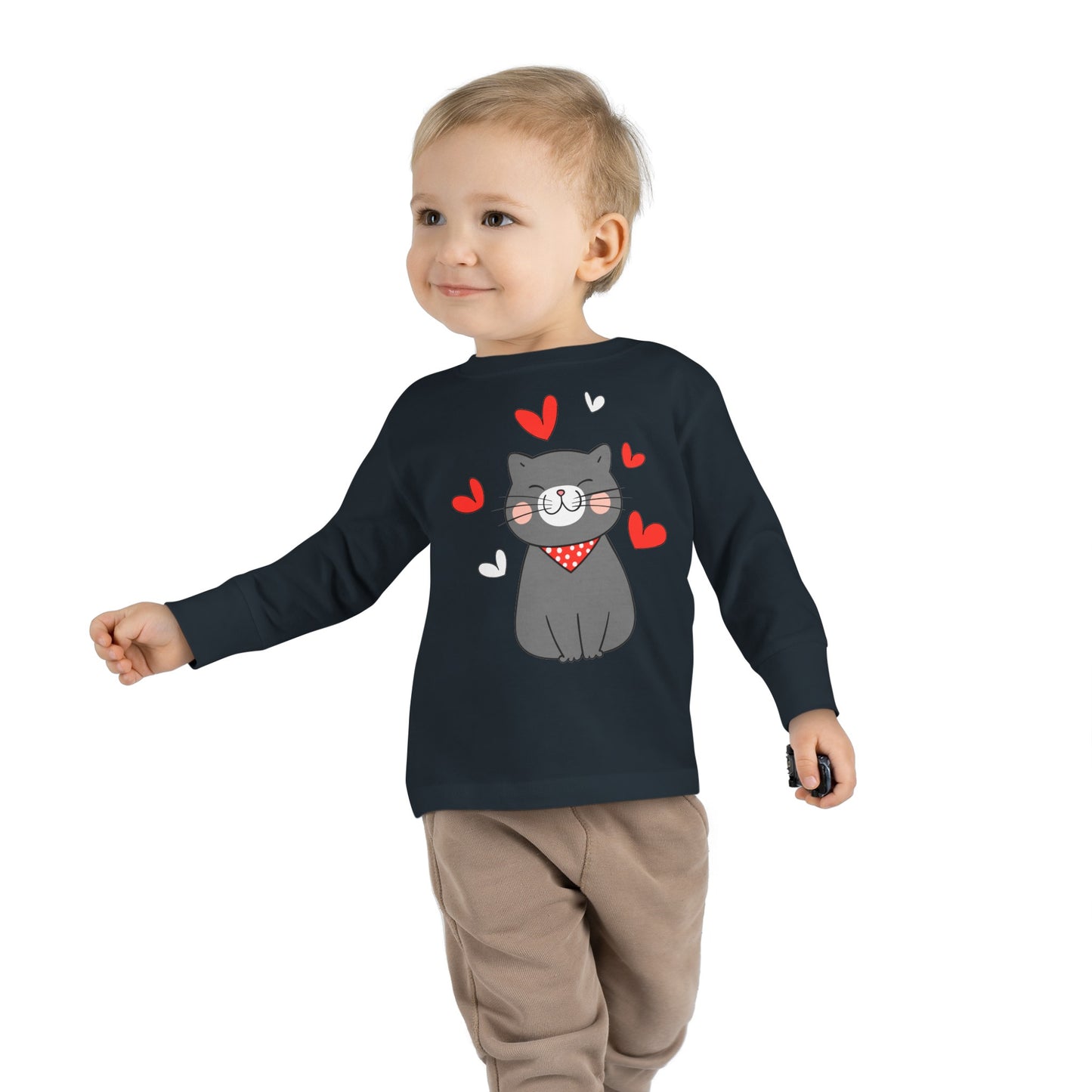 Cute Cat - Hearts 4 - Toddler Long Sleeve Tee