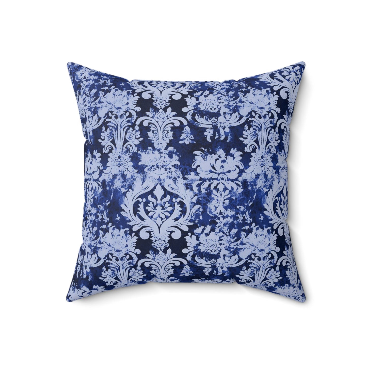 Vintage Blue Damask 63 - Beautiful, Shabby Chic, Boho, Fun - Faux Suede Square Pillow