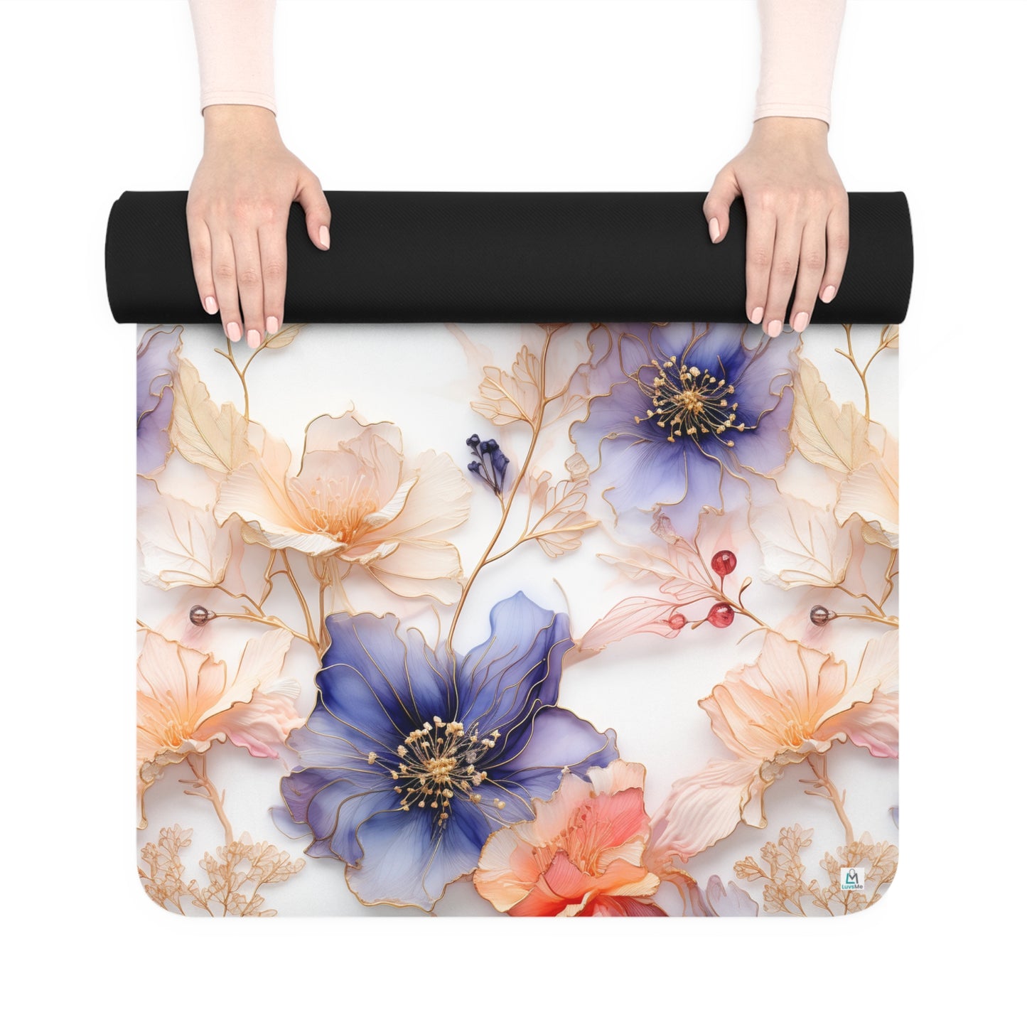 Beautiful Purple Flowers Watercolor 12 - Rubber Yoga Mat