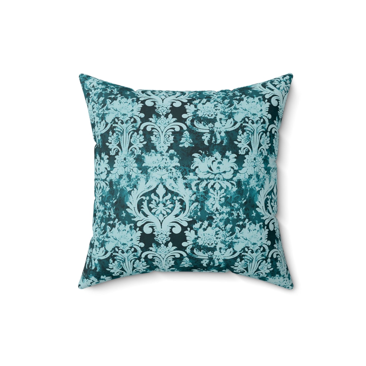 Vintage Teal Damask 73 - Beautiful, Shabby Chic, Boho, Fun - - Faux Suede Square Pillow