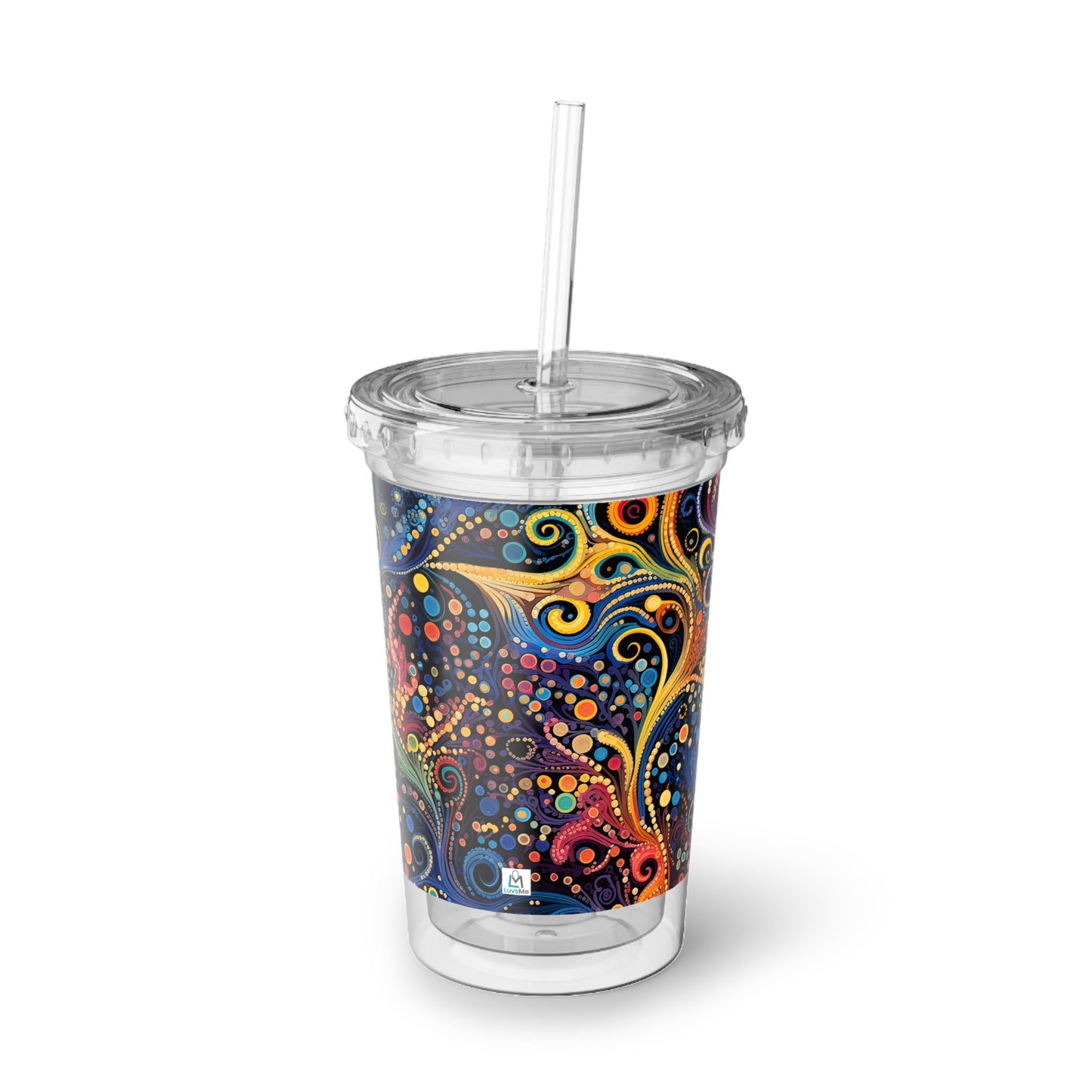 Colorful Psychedelic Swirls 1.12 - Multicolor - Clear - Suave Acrylic Cup - 16oz