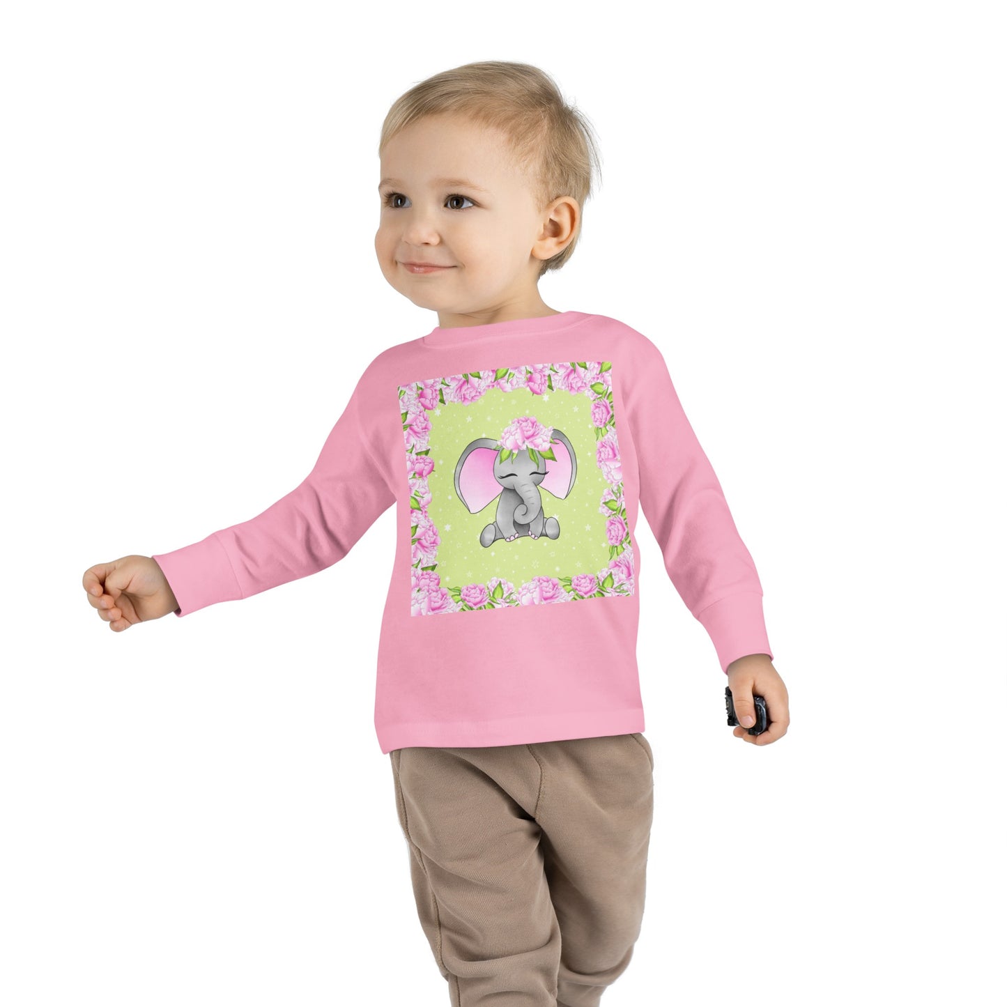 Pink Elephant - Toddler Long Sleeve Tee