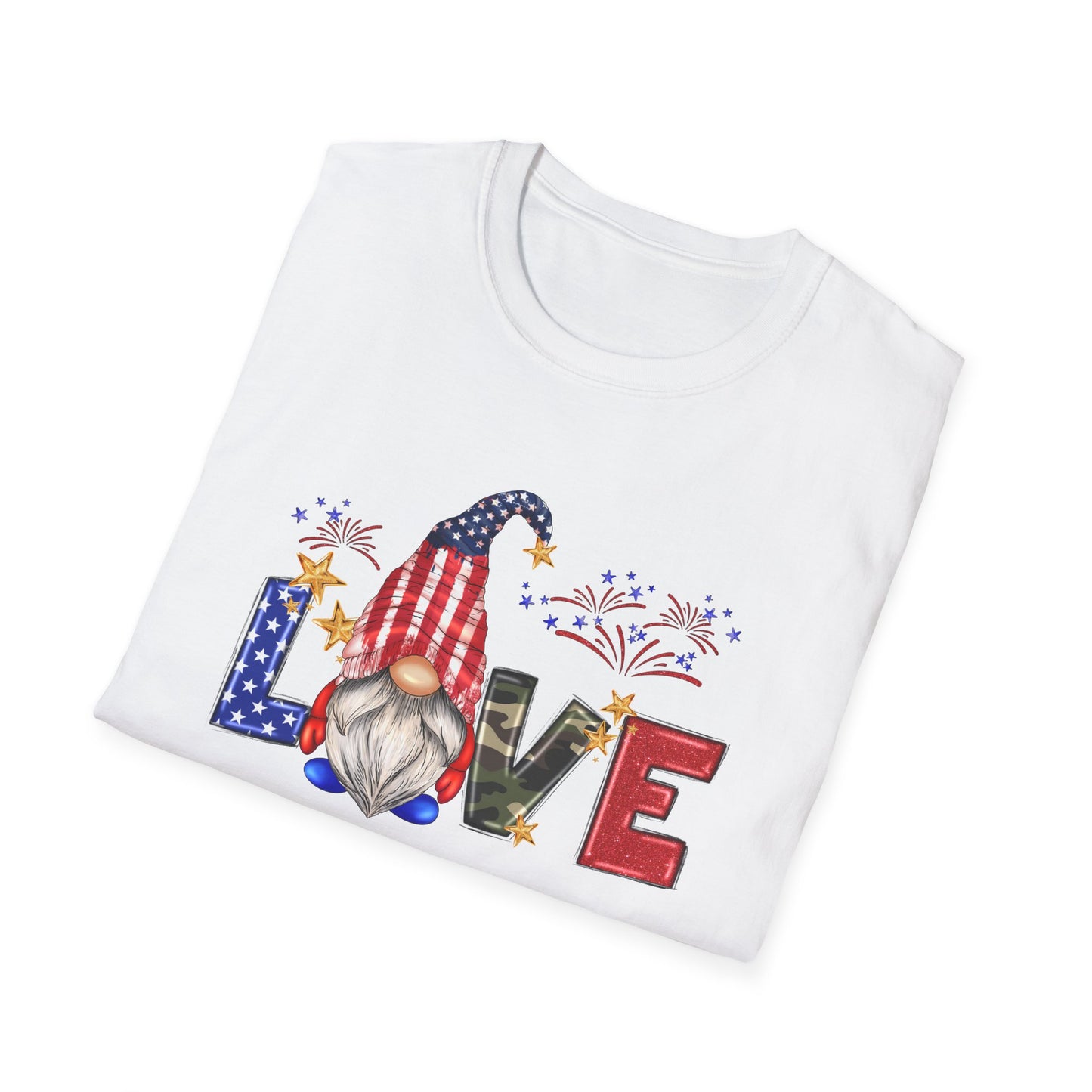 LOVE Gnomes - 4th of July - Independence Day - Unisex Softstyle T-Shirt