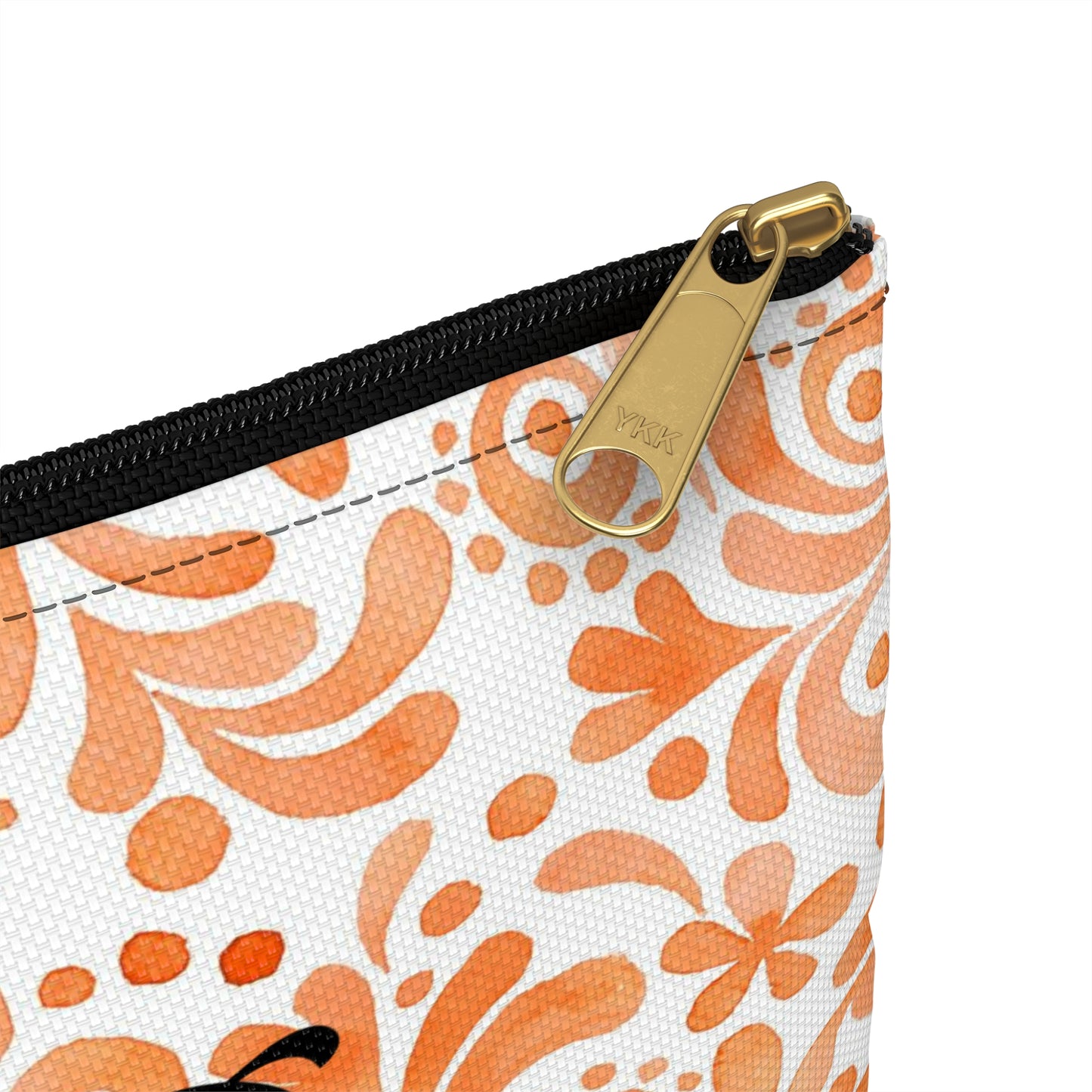 Orange Doodles Swirls - Living the Dream - Inspirational - Accessory Pouch / Makeup Case / Travel Pouch / Pencil case / Art Case