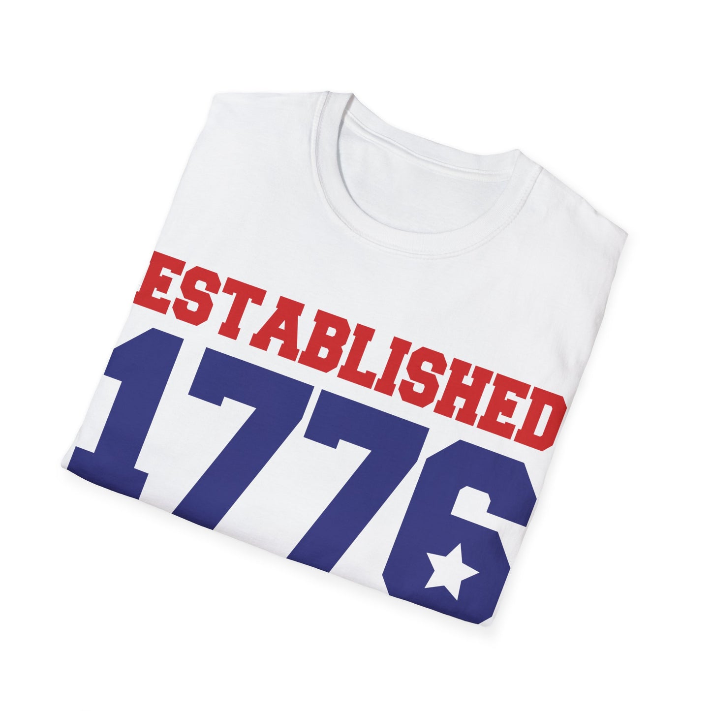 Estabilshed 1776 - American Flag - Red, White, Blue - 4th of July - Independence Day - Unisex Softstyle T-Shirt