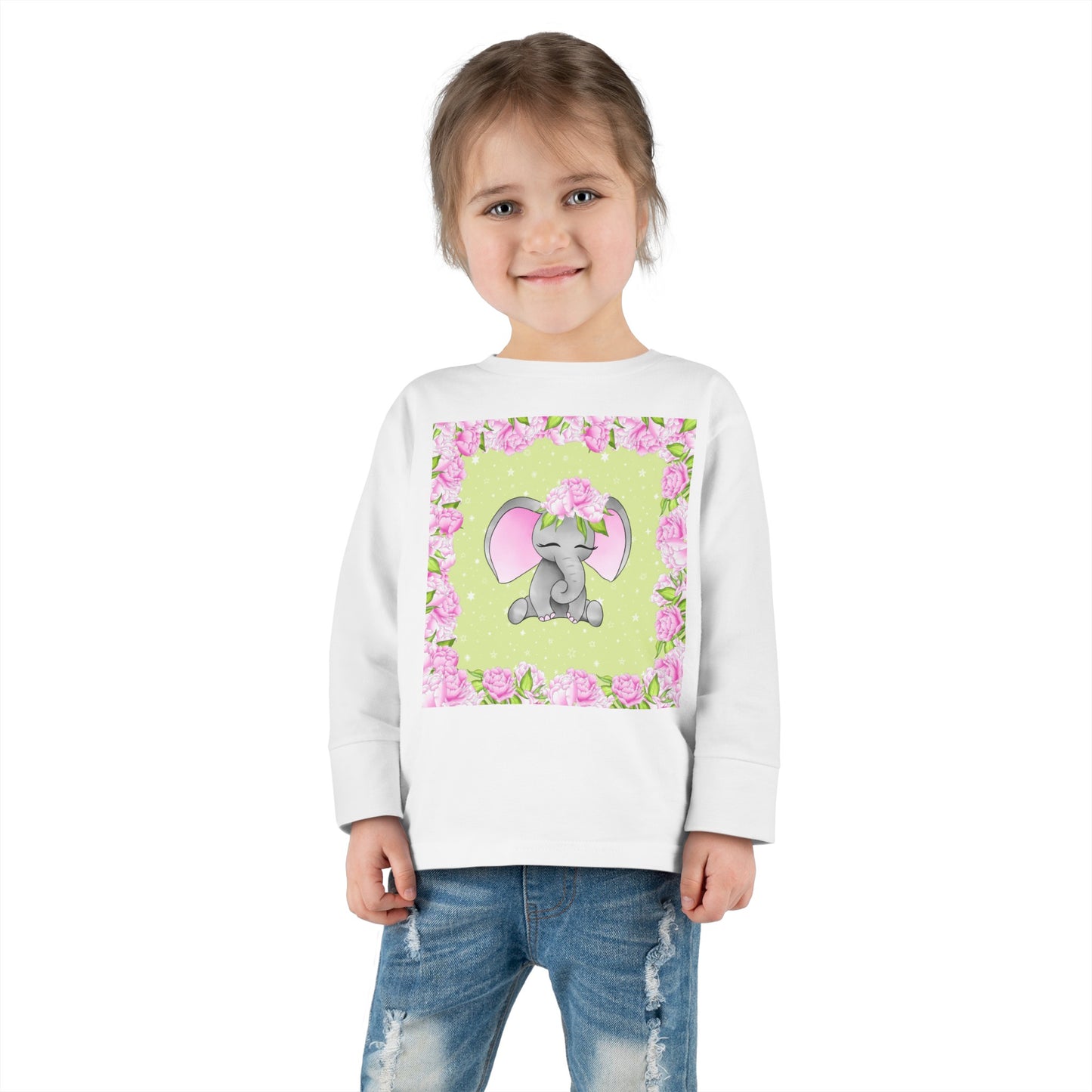 Pink Elephant - Toddler Long Sleeve Tee