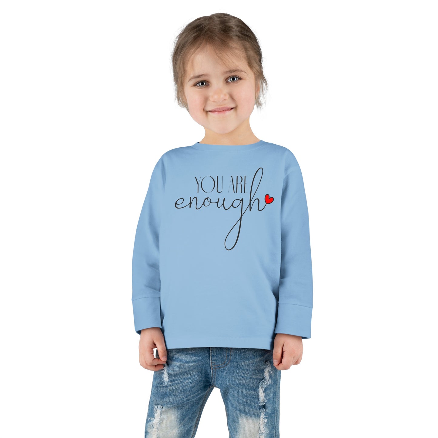 You Are Enough - Red Heart - Toddler Long Sleeve Tee