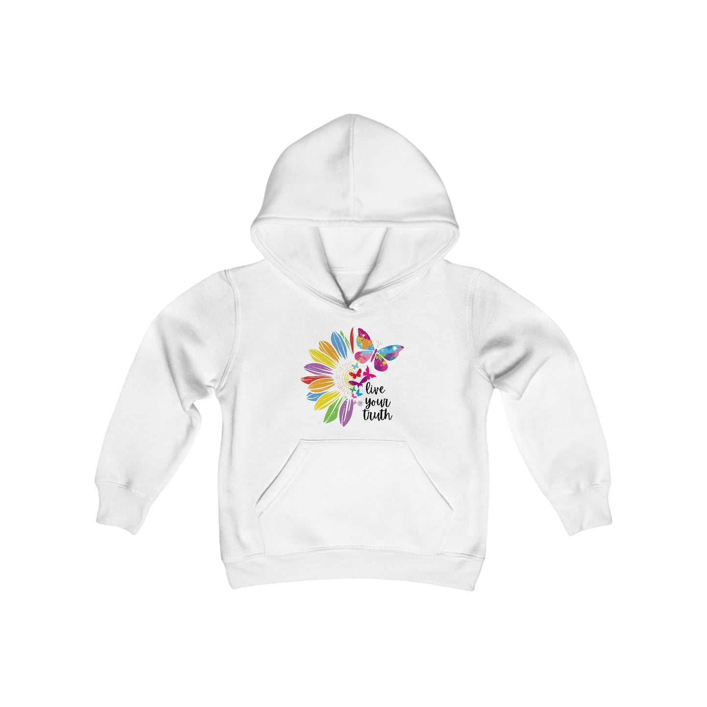 Live Your Truth - Be Authentic - Self Acceptance - Self Love - Youth Heavy Blend Hooded Sweatshirt