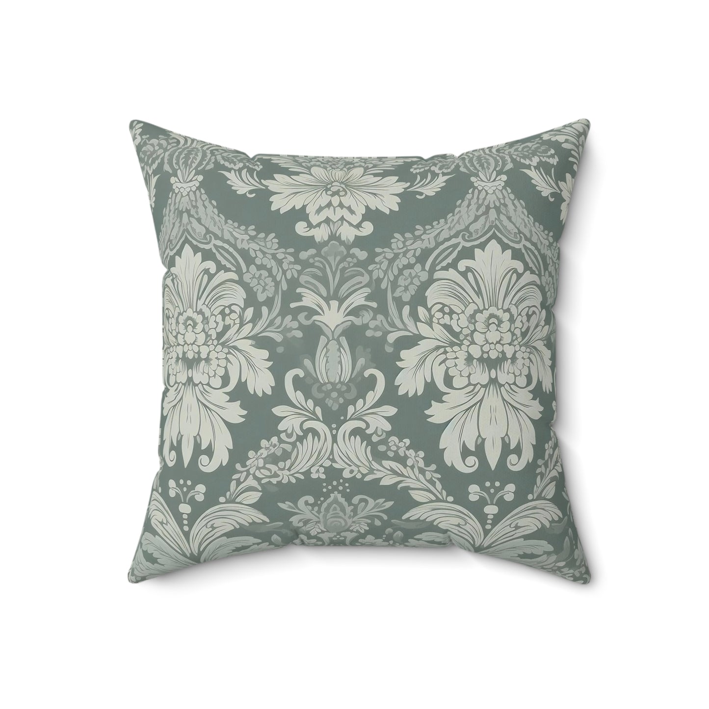 Green Damask 13 - Beautiful, Shabby Chic, Boho, Fun - Faux Suede Square Pillow