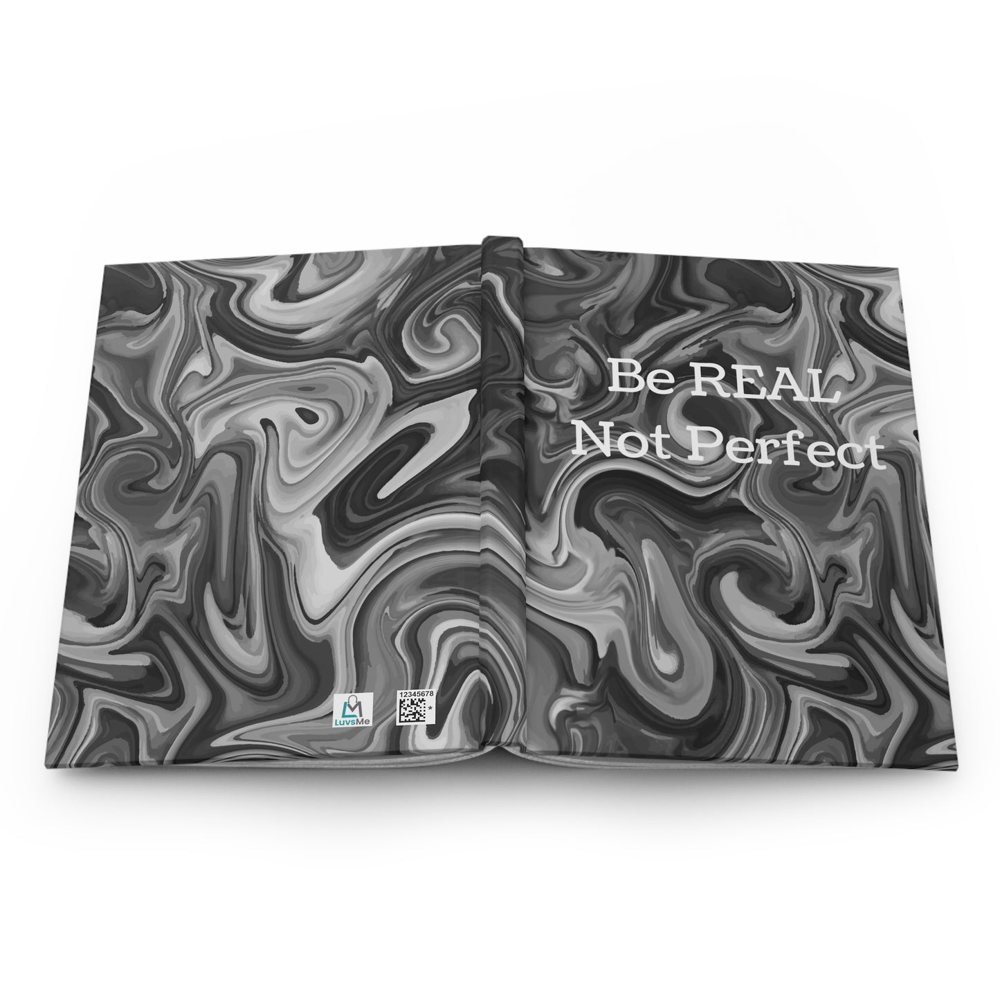 Be REAL Not Perfect - Black Marble - Hardcover Lined Journal Matte