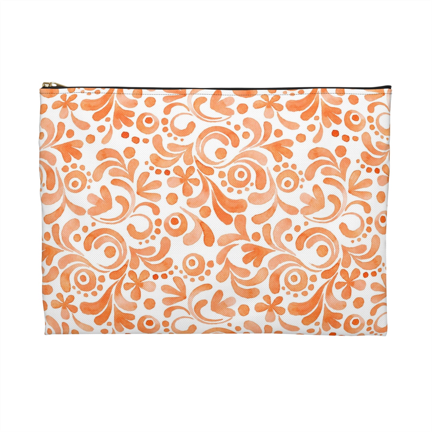 Orange Doodles Swirls - Living the Dream - Inspirational - Accessory Pouch / Makeup Case / Travel Pouch / Pencil case / Art Case