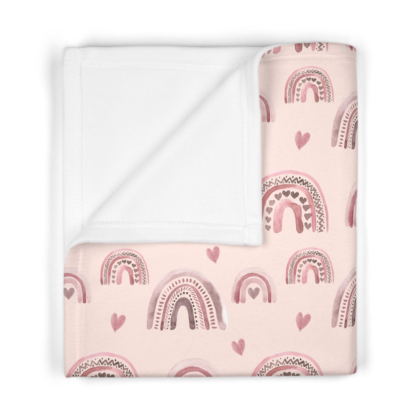 Pink Boho Rainbow Pattern 2 - Soft Fleece Baby Blanket