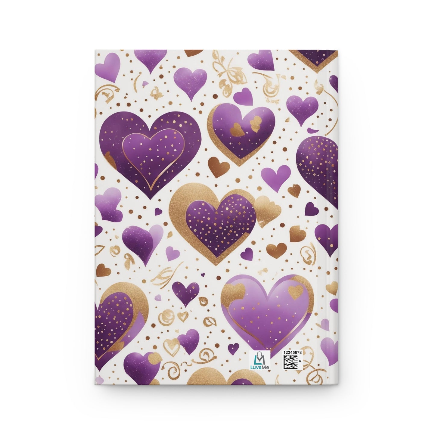 Love Hearts - Purple and Gold - Heart Flowers - Hardcover Lined Journal Matte