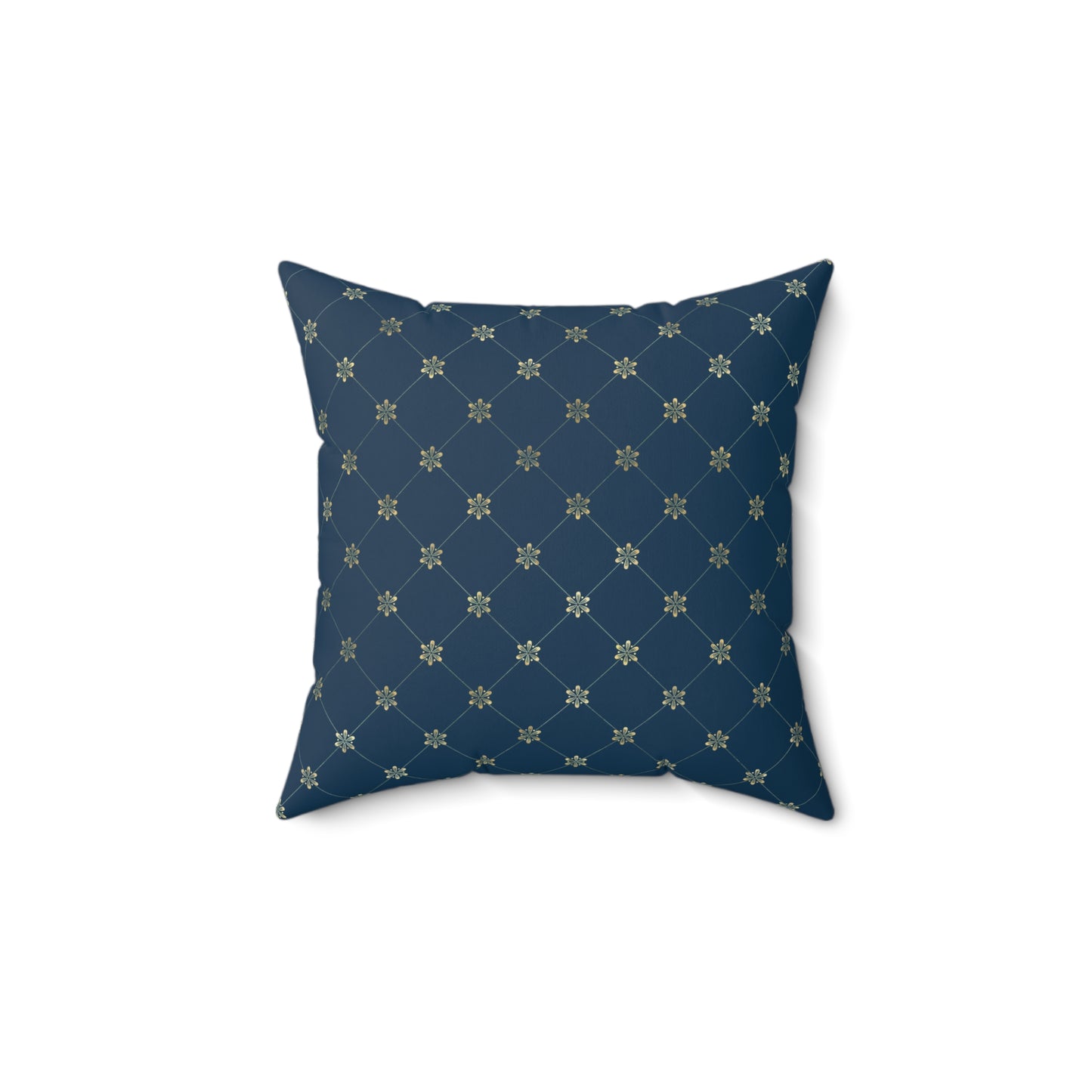 Blue and Gold Paris Pattern 3 - Faux Suede Square Pillow