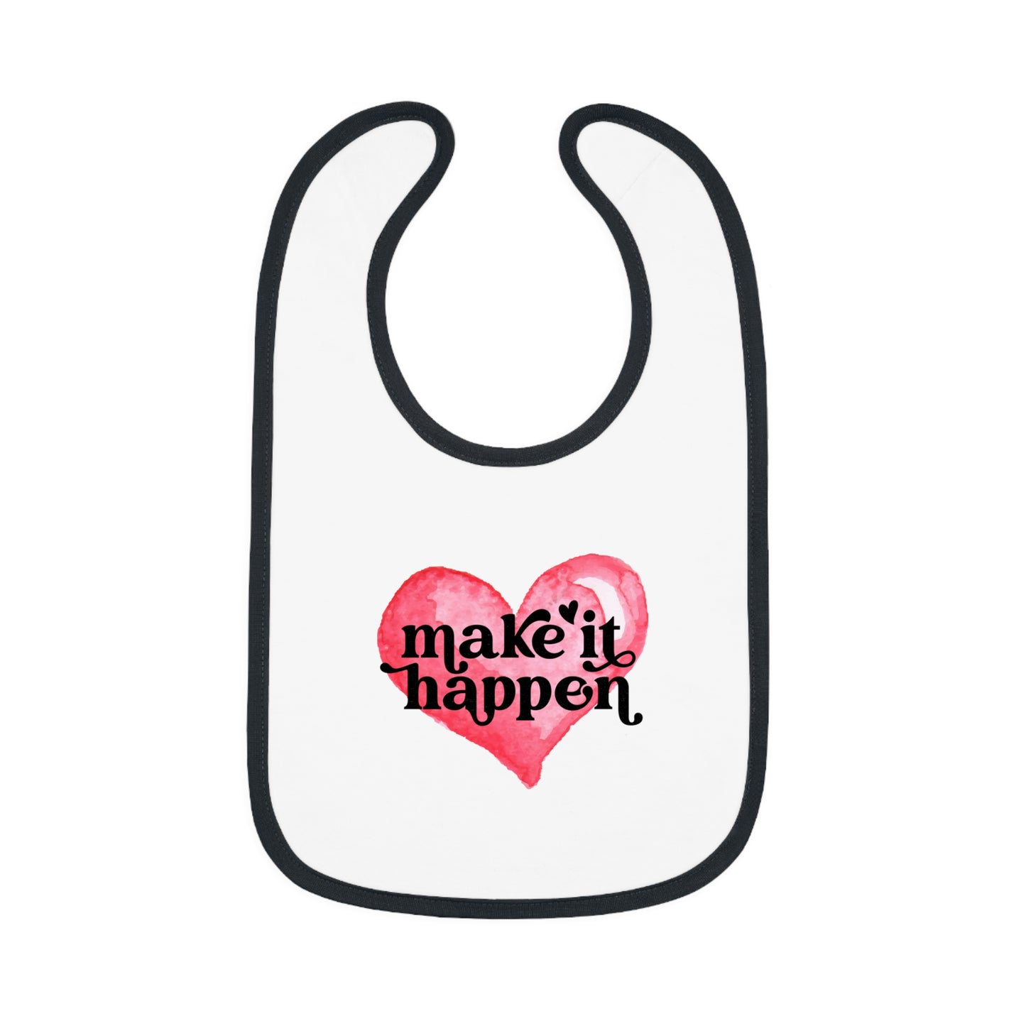 Make it Happen - Watercolor Heart - Baby Contrast Trim Jersey Bib