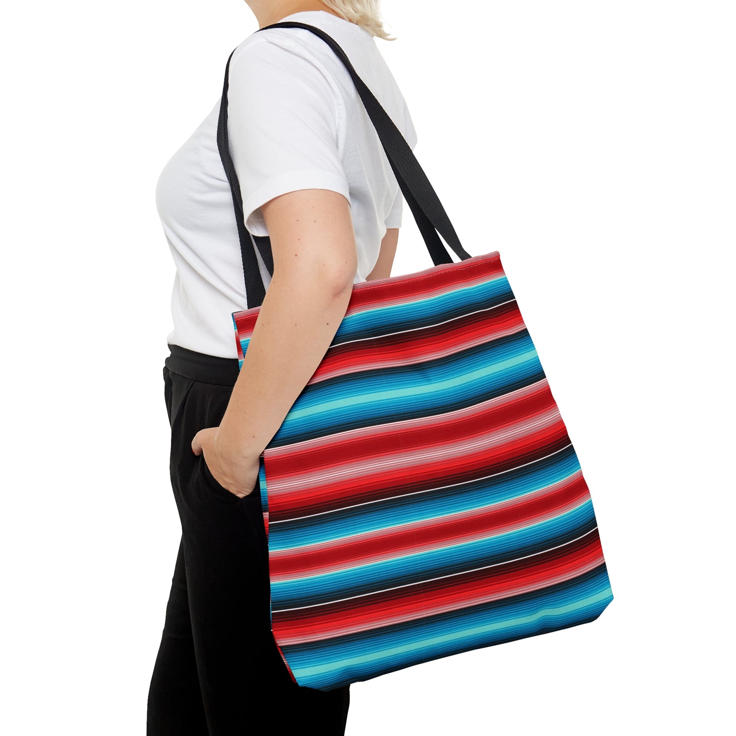 Red and Blue Multicolor Striped 35 - Practical, high-quality Tote Bag