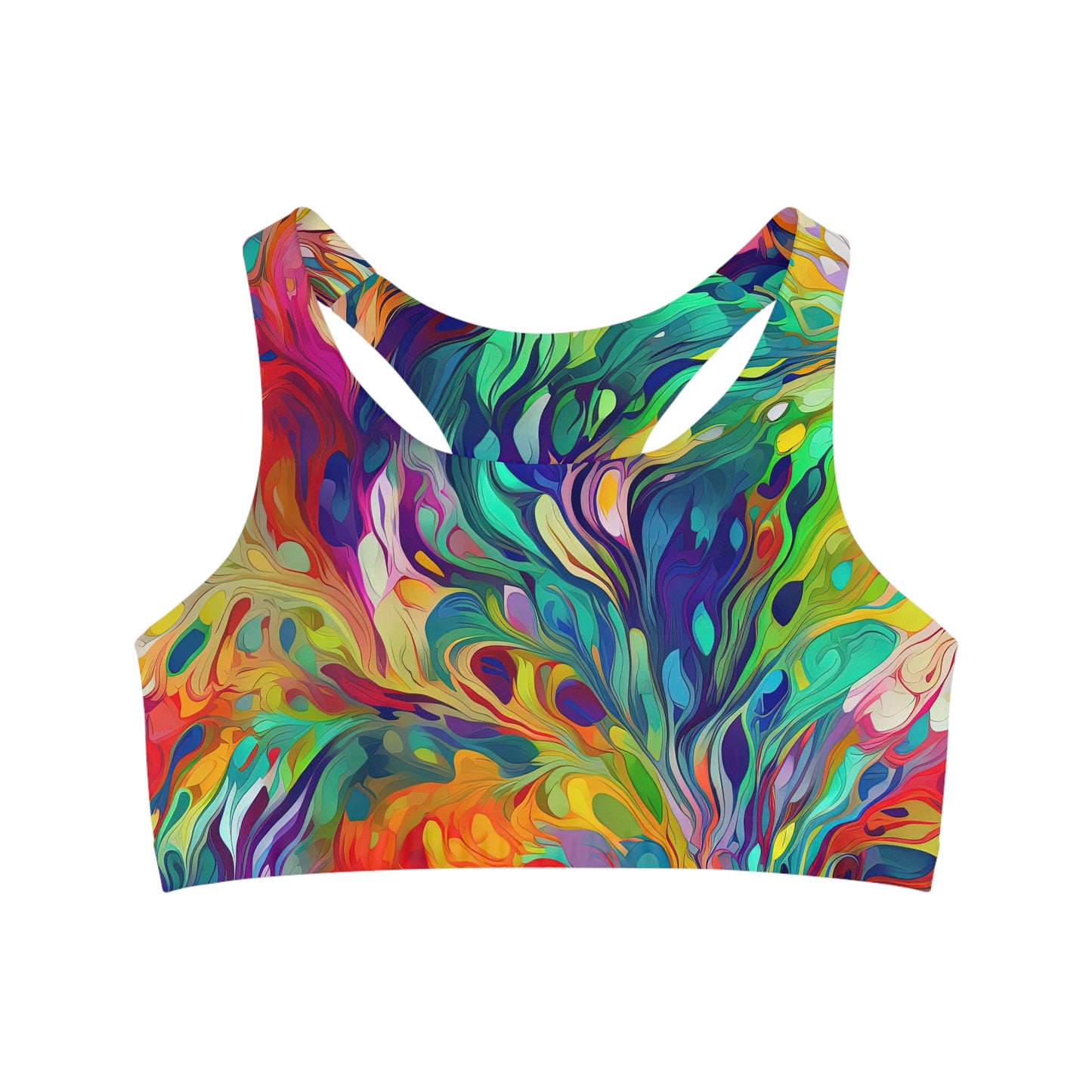Vibrant Abstract Multicolor - Seamless Sports Bra