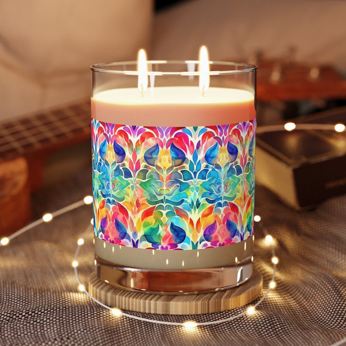 Vibrant Rainbow Watercolor - Scented Candle - 11oz