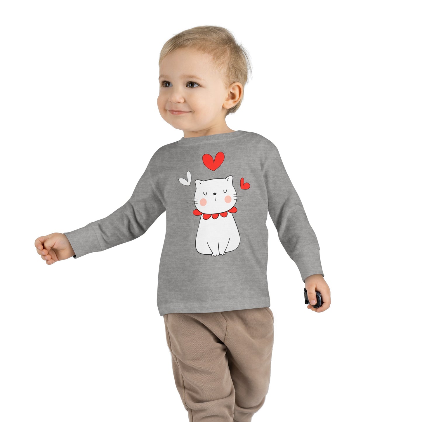 Cute Cat - Hearts 5 - Toddler Long Sleeve Tee