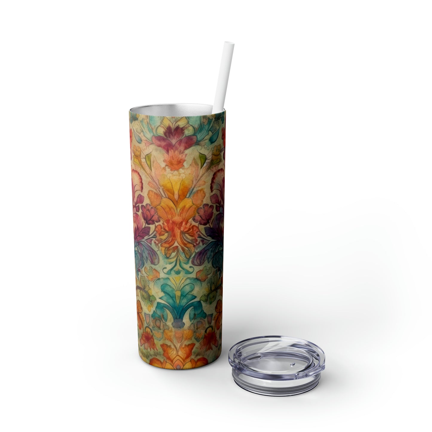 Tapestry Designs 1.1 - Multicolor - Skinny Tumbler with Straw, 20oz - Stainless Steel