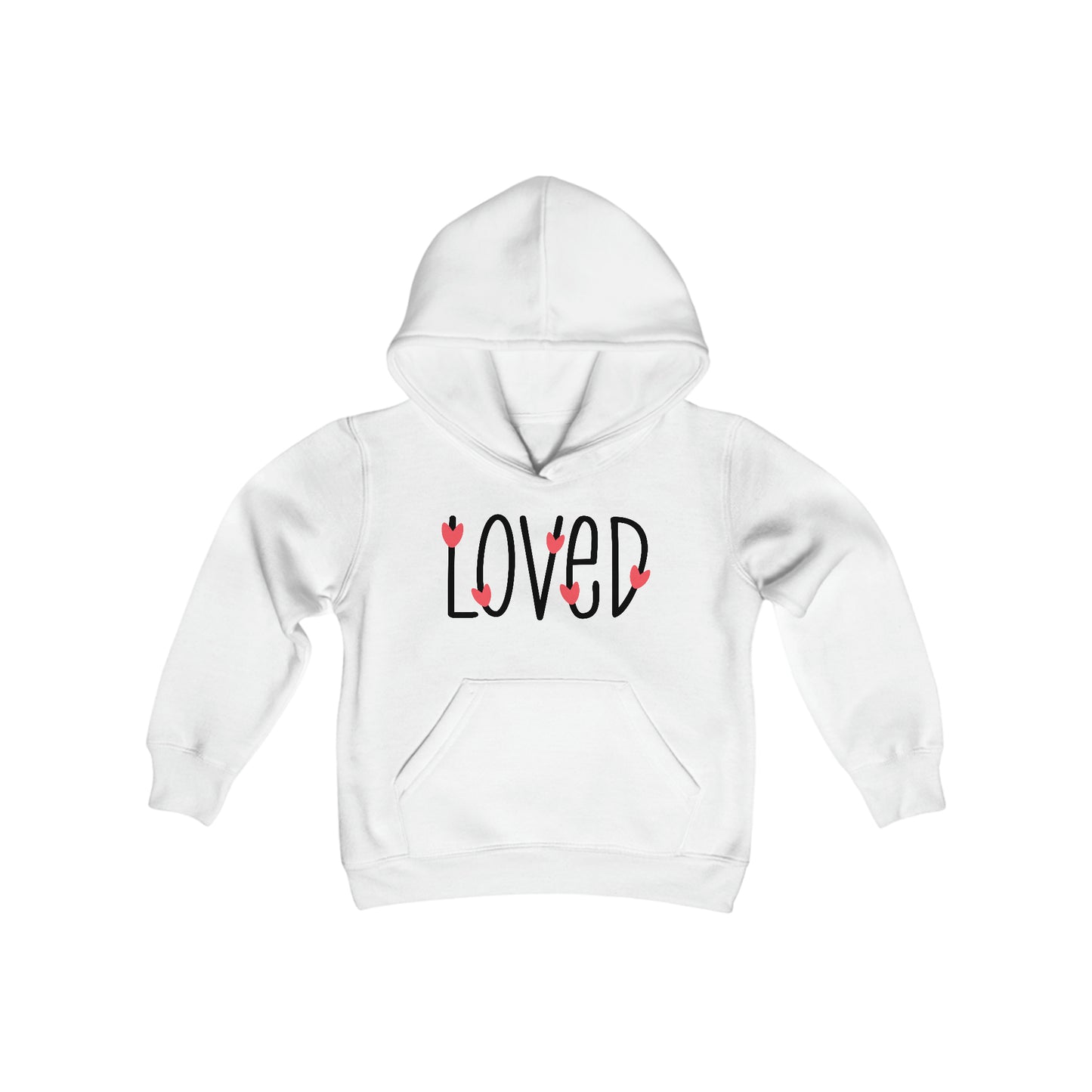 LOVED with Pink Hearts - Youth Heavy Blend Hooded Sweatshirt