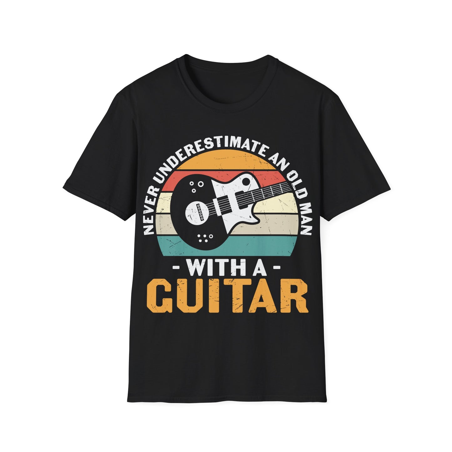 Never Underestimate an Old Man with a Guitar - Unisex Softstyle T-Shirt