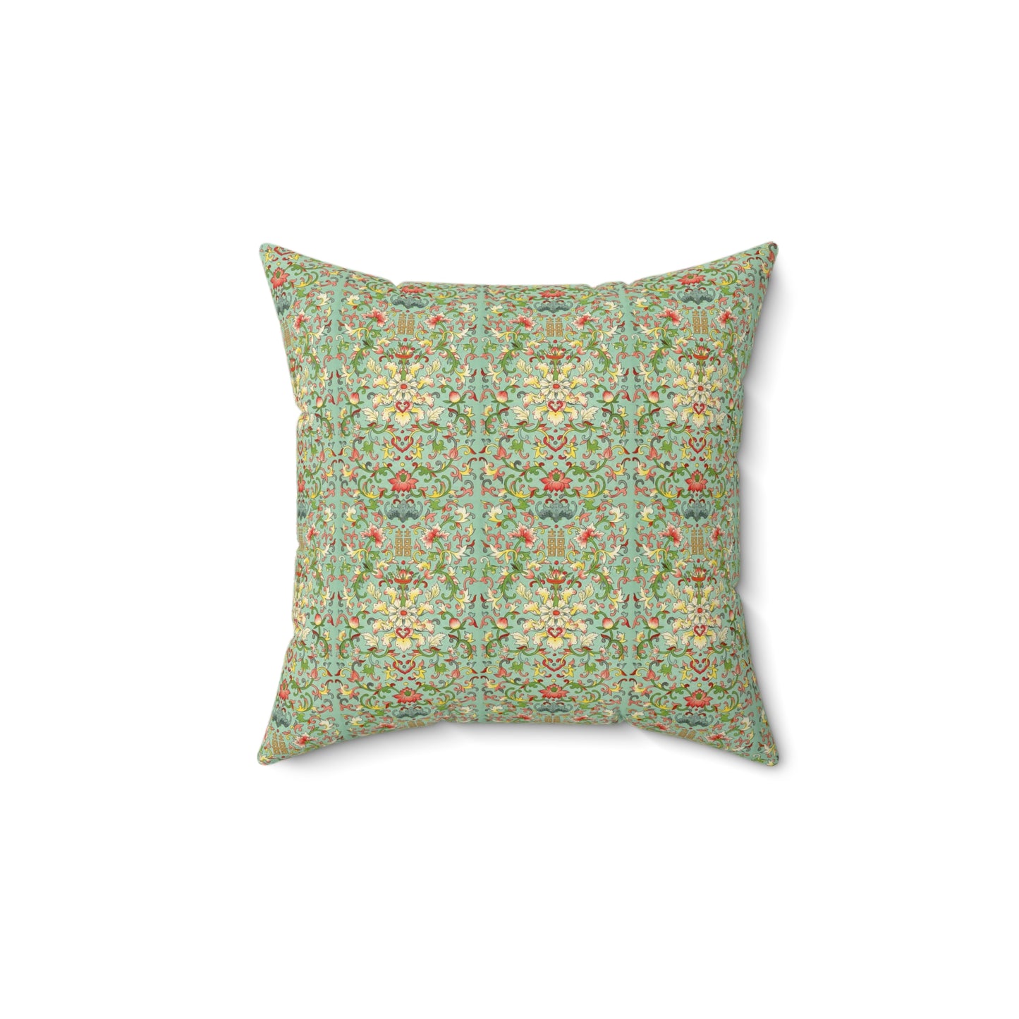 Green Boho Pattern 14 - Faux Suede Square Pillow