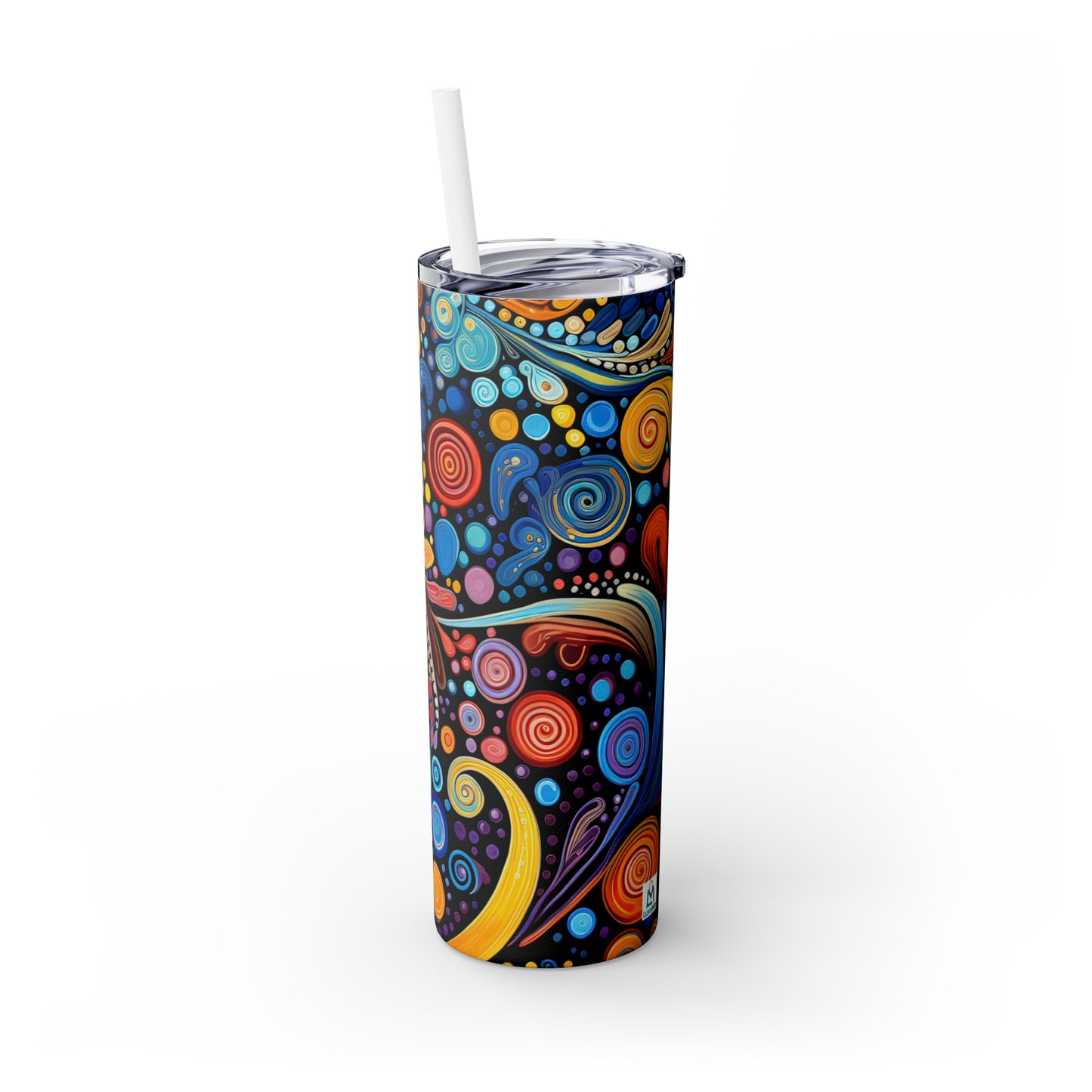 Colorful Psychedelic Swirls 1.4 - Skinny Tumbler with Straw, 20oz - Stainless Steel
