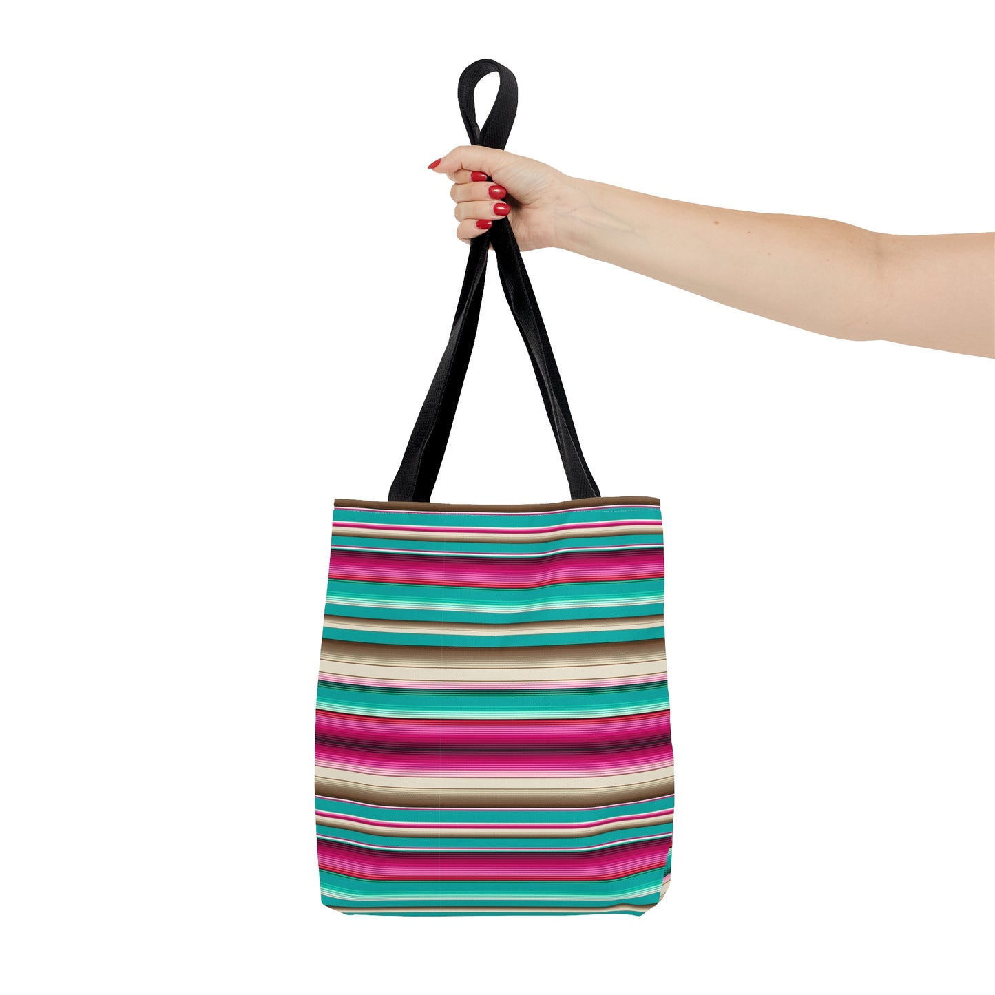 Multicolor Pink and Aqua Striped 36 - Practical, high-quality Tote Bag - Striped